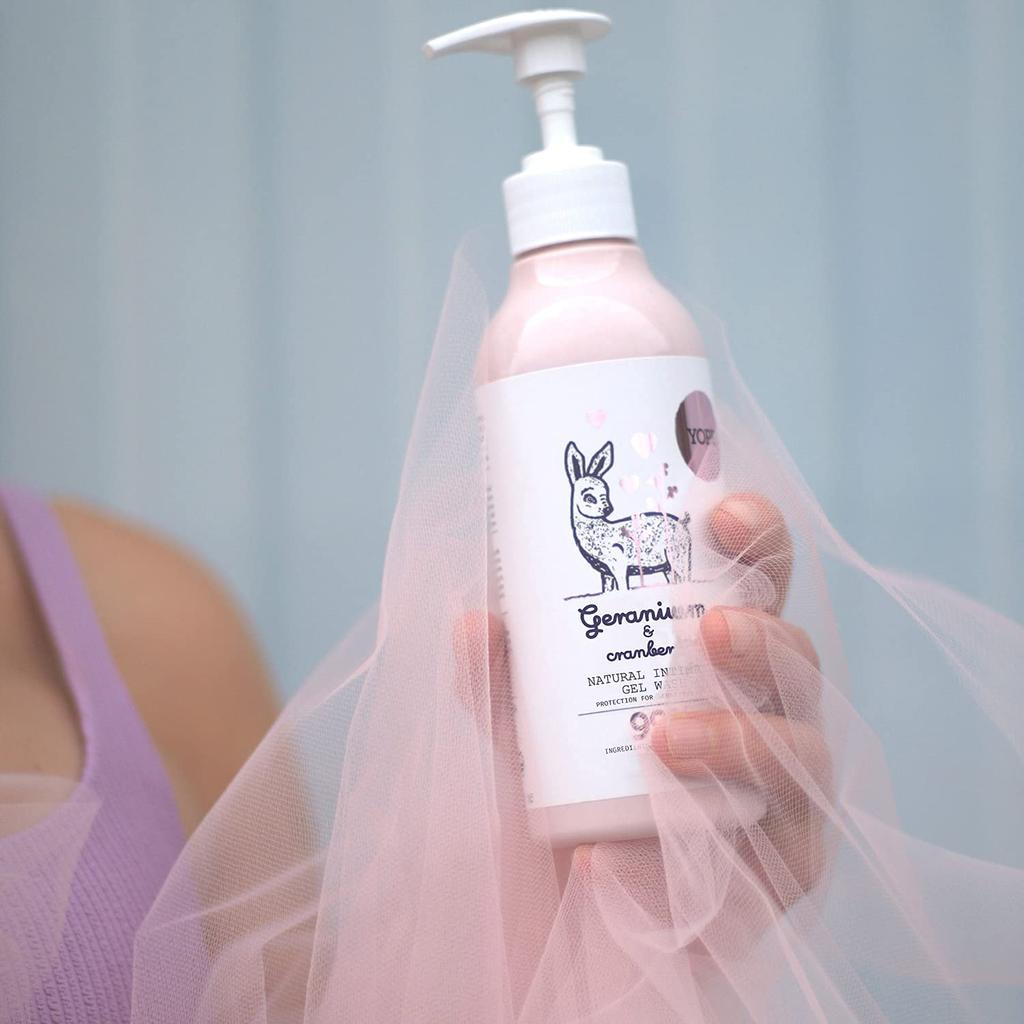 YOPE Natural Delicate Soothing geranium and cranberry scent for Made with natural A feminine gel wash for delicate Wash, 300ml. irritation-free skin.