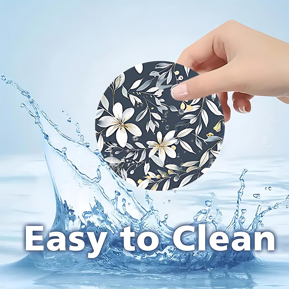 2pcs Little White Flower Car Cup Mat Car Anti slip Mat Water Cup Mat Center Console Storage Anti slip Mat Water Cup Mat