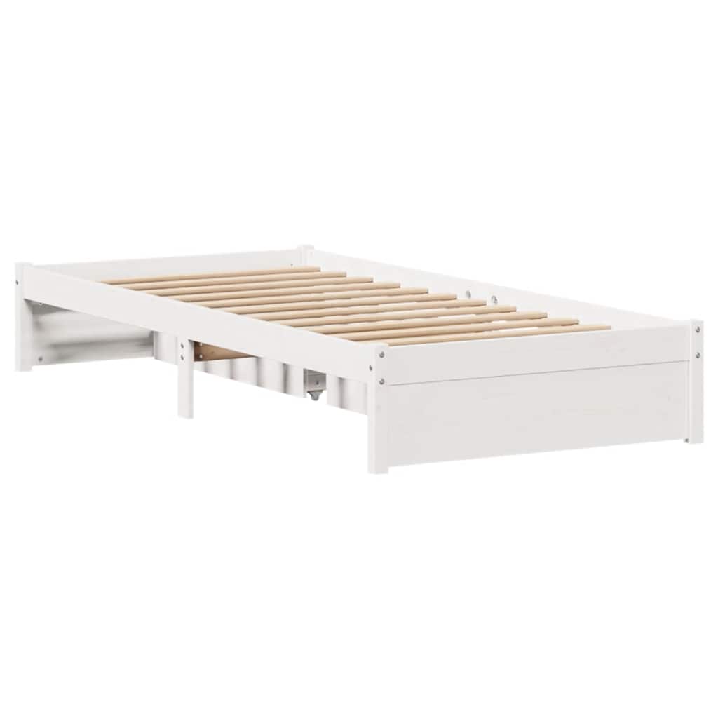 Solid Wood Bed without Mattress White 75x190 cm Pine Wood