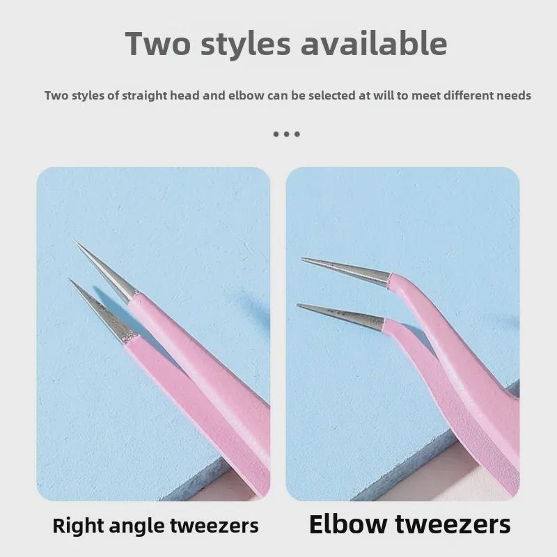 Professional Anti-Static Elbow Tweezers for Nail & Jewelry Rhinestone Stickers