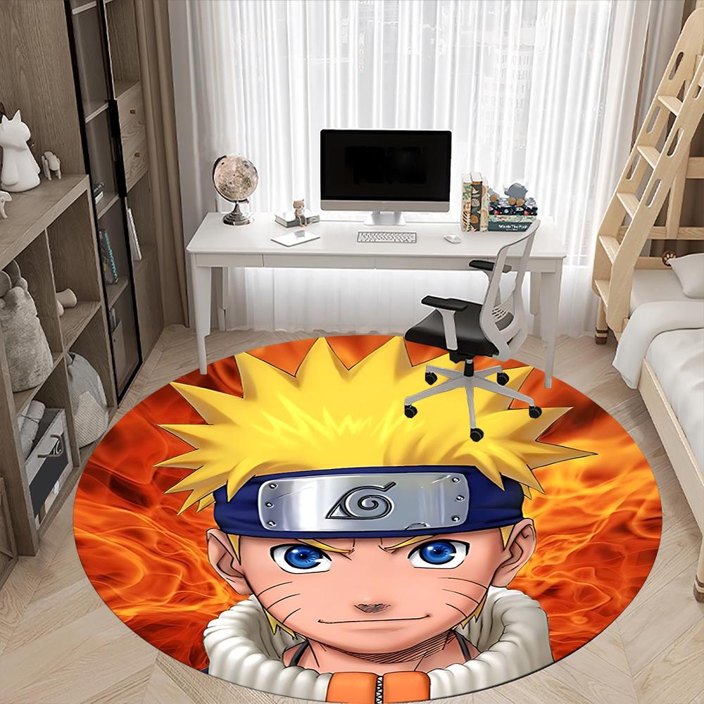 1PC Naruto Office Round Rug, Non-slip, Soft and Durable Office Rug for Interior Decoration, Perfect for Office, Beautiful Decoration