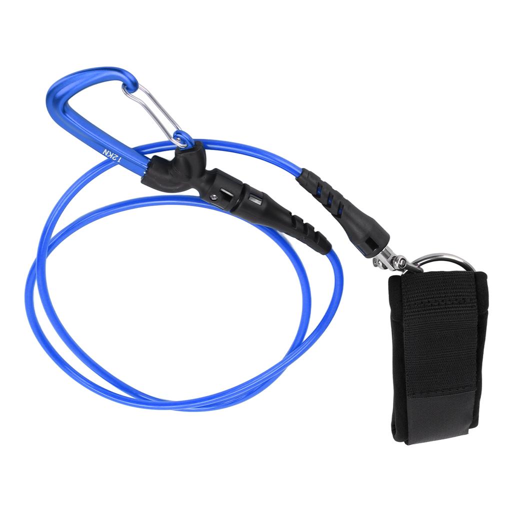 Freediving Lanyard Leash Diving Safety Rope Cable with Wristband Carabiner for Underwater SportsBlue