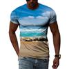 Ocean Wave Pattern T-Shirts Summer Fashion Beach Short Sleeve 3d Printed Top Loose Casual Round neck Holidaywear Mens Tees