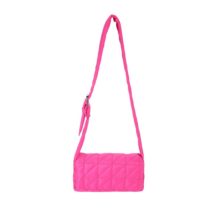 2025 autumn and winter new diamond bag, street trend messenger down bag, sponge woven soft surface pillow bag