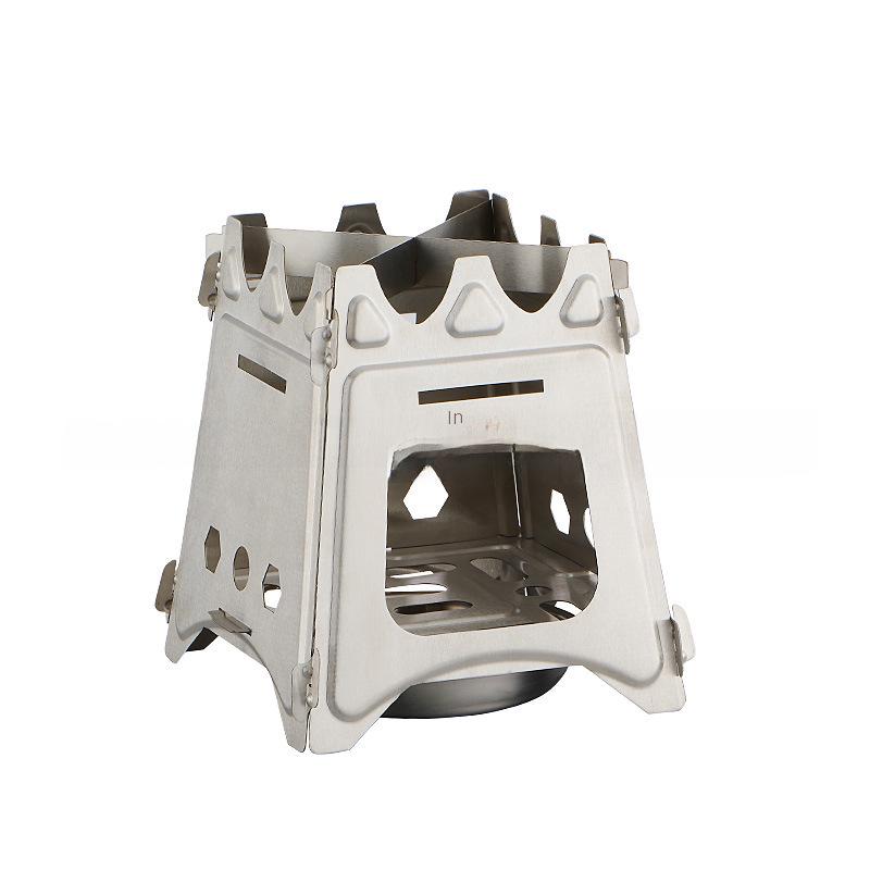 Portable Folding Stainless Steel Wood Stove for Camping and Hiking