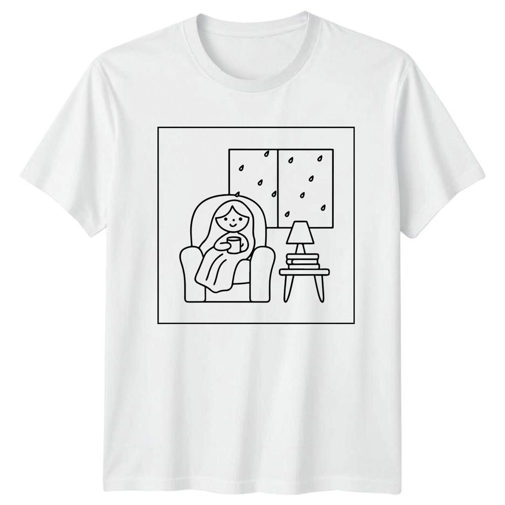 Rainy Day Relaxing Indoors Unisexs TShirt Unisexs Tee Graphic Unisex Top S