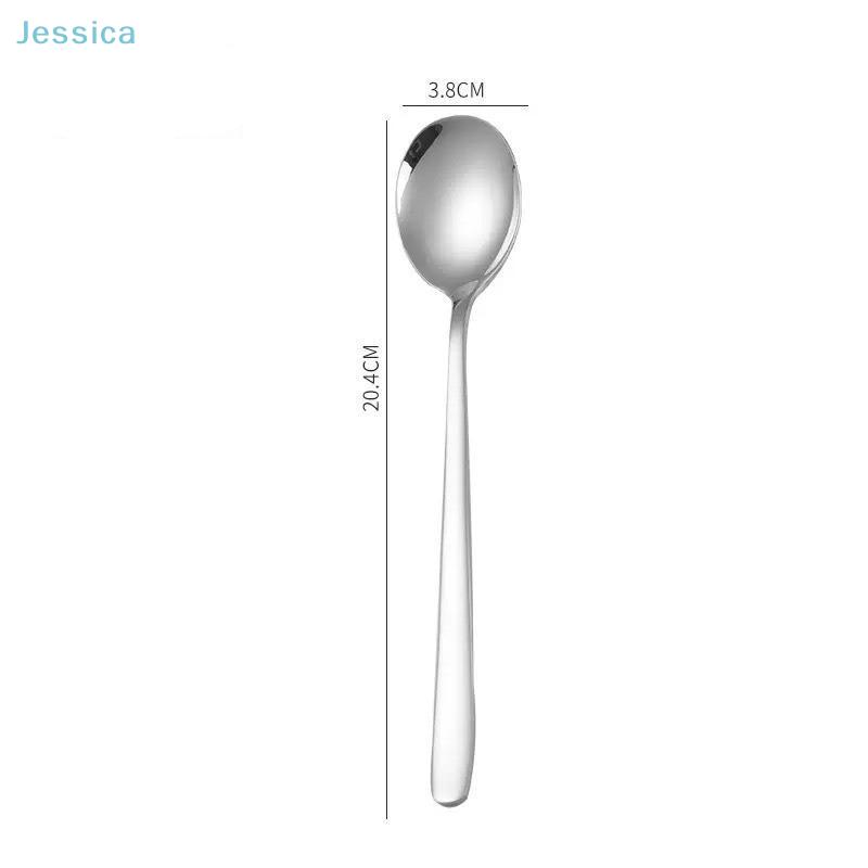 Stainless Steel Spoon and Fork Set Korean-style Tableware Long-handled Spoons for Adults Eating and Soup,Household Soup Spoons