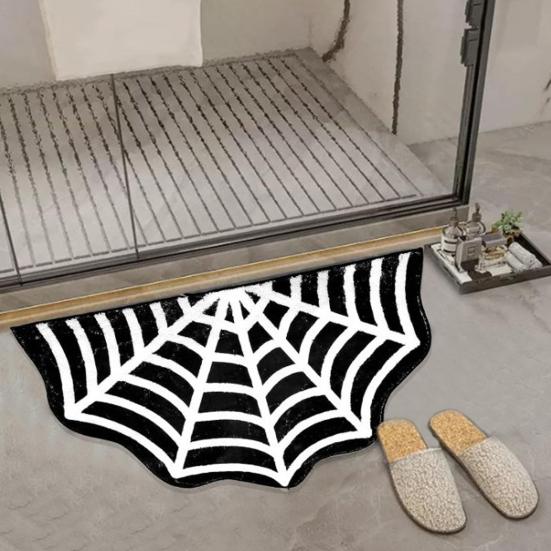 Halloween Floor Mat Gothic Ghost Skull Door Mat Spooky Unwelcome Bat Doormat for Front Door Entrance Kitchen Decoration