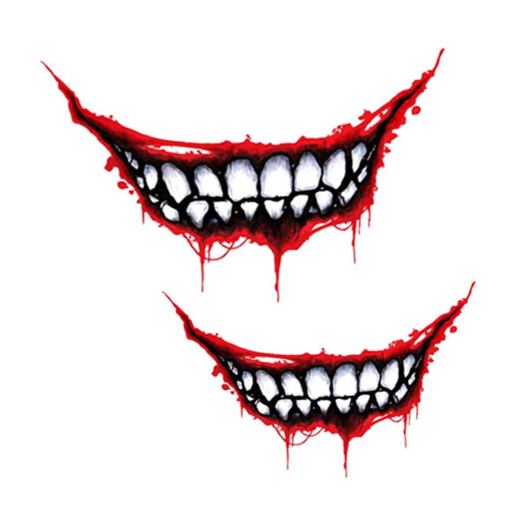 HAWILLOSCH 2 Sheets Bleeding Lips Stickers Vehicle Mouth Teeth Decoration Adhesive Car Mouth Decoration Vehicle Mouth Teeth Bike Helmet Decor