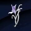 Pair of Tail-shaped Brooches with Enamel Flowers. Luxurious Design Brooch for Women's Accessories.
