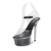 34-43 Size Sexy Super High Heels 15CM Thin Heel Waterproof Table Sandals Transparent Crystal Shoes Wedding Shoes