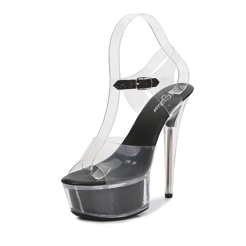 34-43 Size Sexy Super High Heels 15CM Thin Heel Waterproof Table Sandals Transparent Crystal Shoes Wedding Shoes