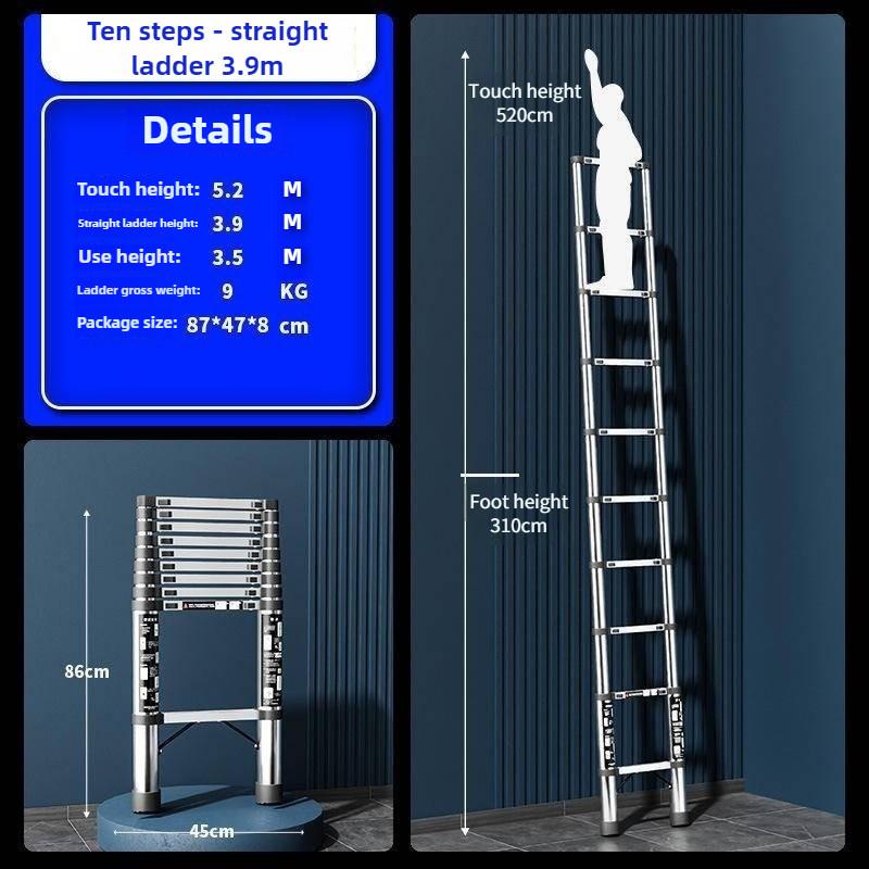 

Телескопическая лестница из нержавеющей стали, многофункциональная бытовая лестница-стремянка, портативная складная стремянка Straight ladder 3.9 meters