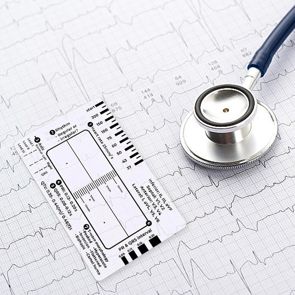 ECG 7 Step Ruler Plastic Ruler Measuring Tool Portable Pocket ECG EKG Card Ruler ECG Reference Guide for ECG/EKG Interpretation