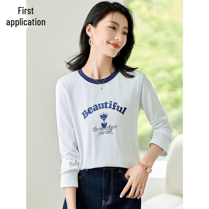 Chushen Women's Letter Print Long Sleeve T-Shirt