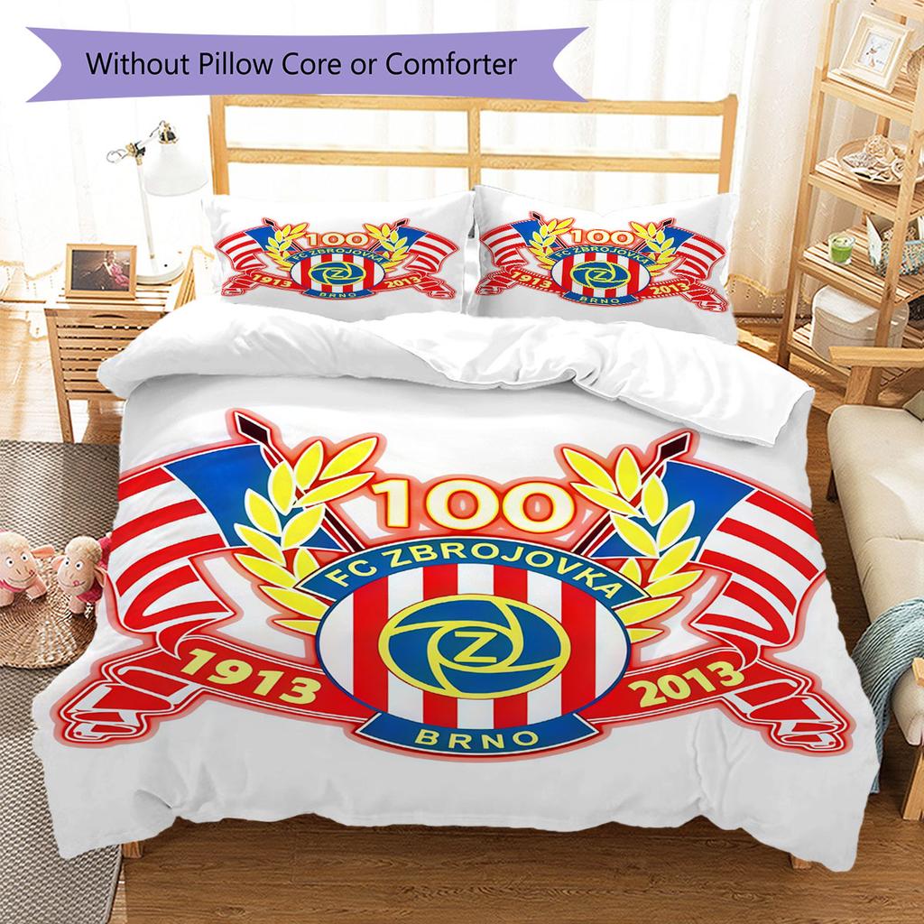 FC Zbrojovka Brno Bedding Quilt Set Quilt Cover Pillowcase Home Decoration Birthday Gift (1 * Duvet Cover + 2 * Pillowcase, Without Core)