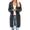 Solid Color Long Sleeve Women Cardigan Button Down Pockets Open Front Twist Sweater Coat Outerwear