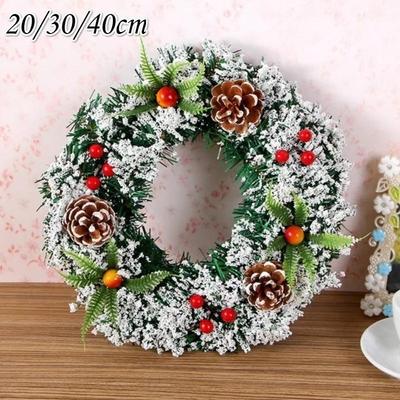 20/30/40 Cm Christmas Wreath Fake Fruit Pine Christmas Decoration Christmas Large Wreath Door Wall Decoration