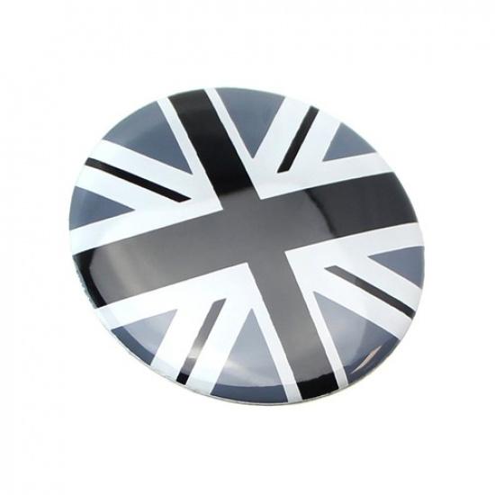 (4) Schwarz/Grau Union Jack UK Flaggenstil Radnabenkappen Abdeckungen für MINI Coopers