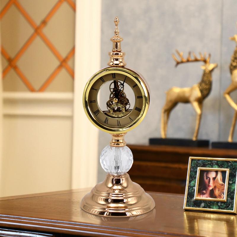 European Light Luxury Clock American Luxury Retro Creative Office Table Clock Wine Cabinet Home Decoration Decoration
