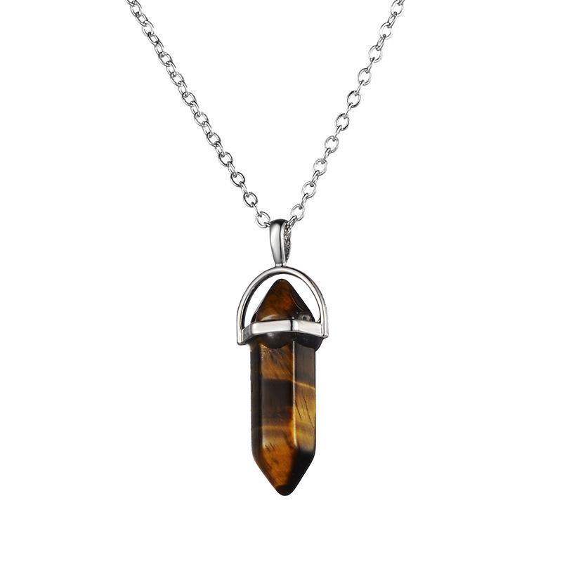 Elegant European & American Hexagonal Amethyst Crystal Necklace