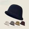Korean style Chunky Knitted Fisherman's Hat Women's Autumn and Winter Warm Ear Protecting Woolen Hat  Big Head Scarf To Show Off Face  Small Basin Hat