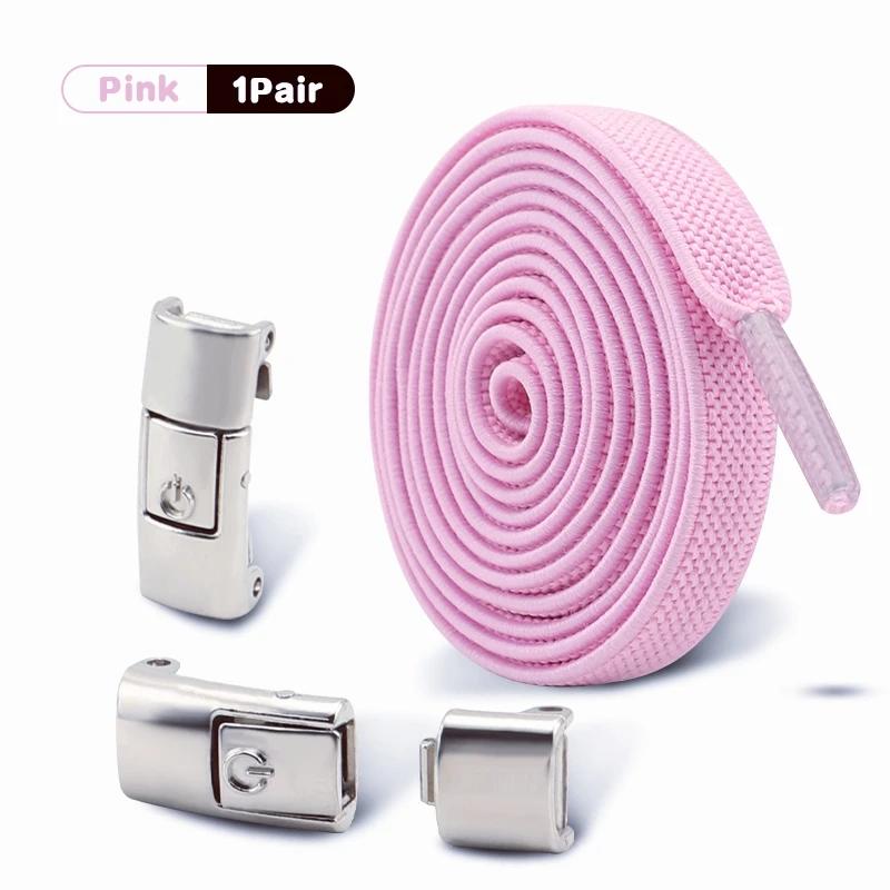 1/2Pair 8MM Flat No Tie Shoelaces Elastic Shoelace Metal Buckle Shoelaces Without Ties Sneakers Children Laces Shoe Accessories
