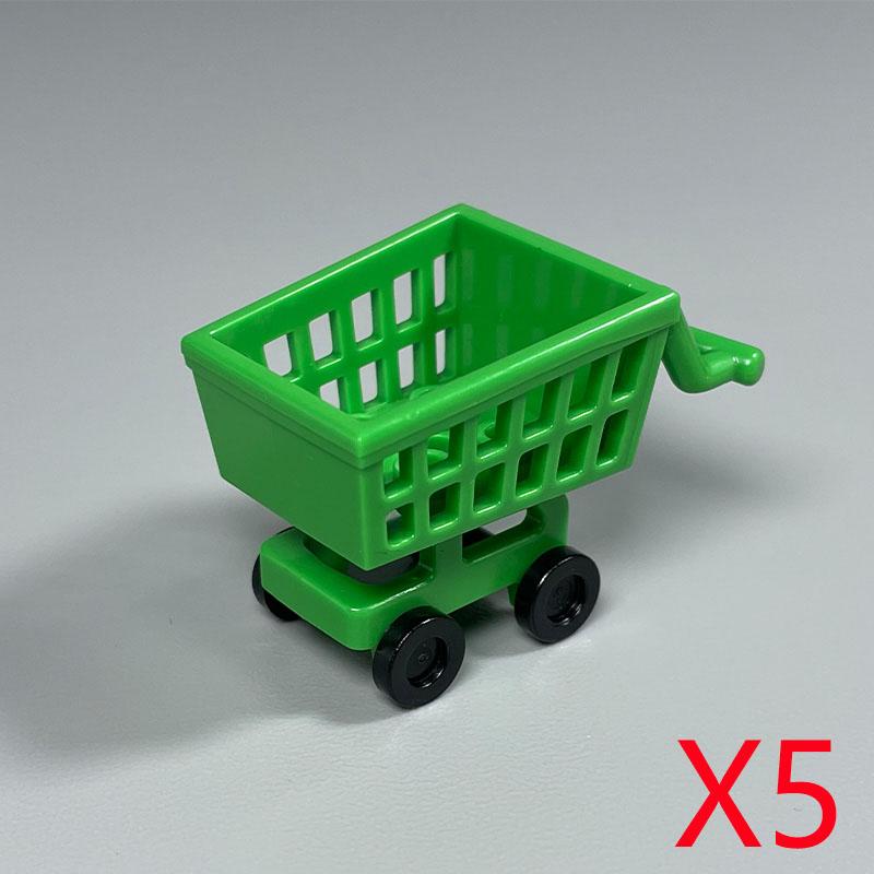 MOC City Scene Building Blocks Food Accessories Vegetable Fruit Shopping Cart Wine Bottle Toy