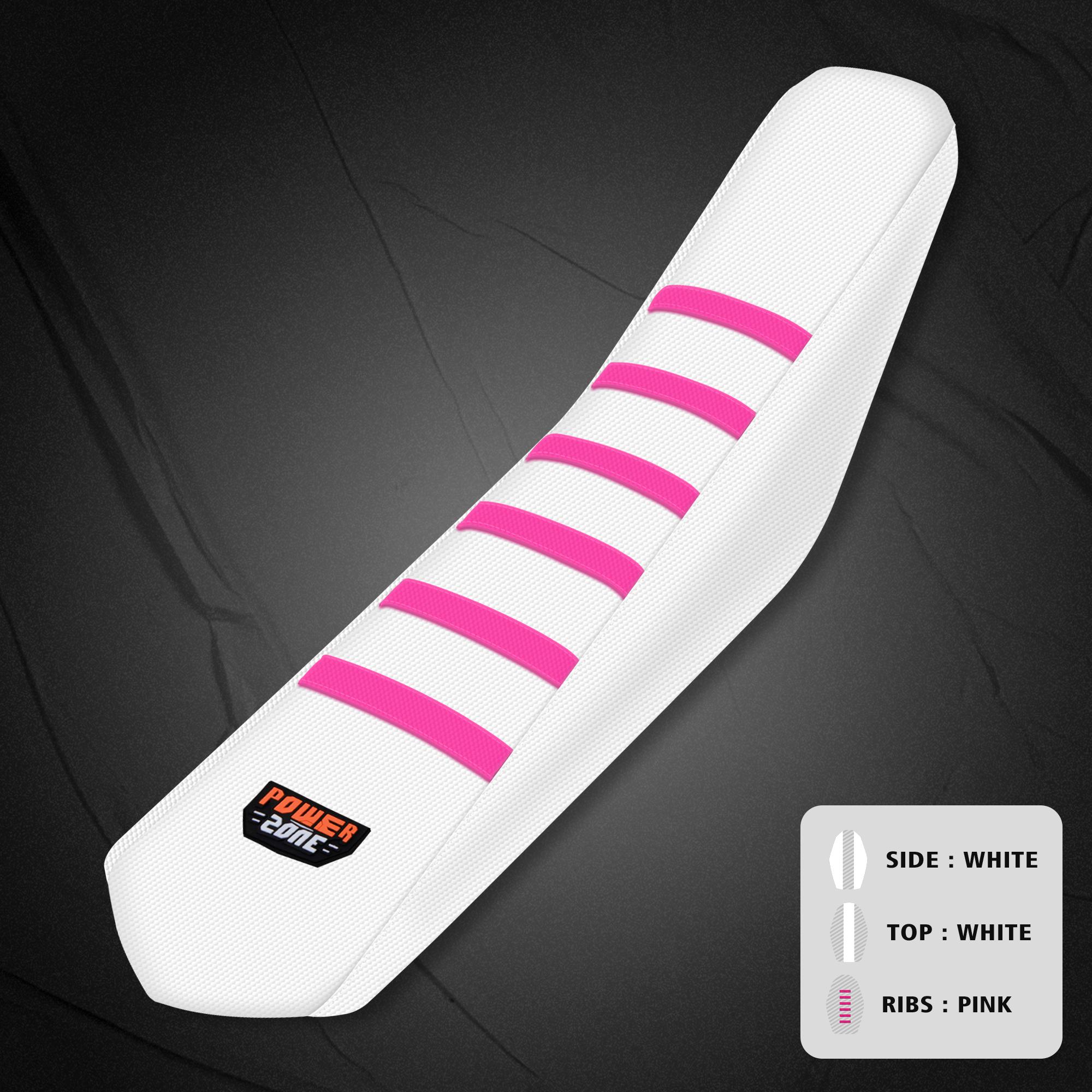 

Powerzone Universal Soft Seat Cover For SXF EXC KXF CRF YZF WR TC TE Waterproof Non-slip Ribbed Motorcycle Seat Cover White-Pink