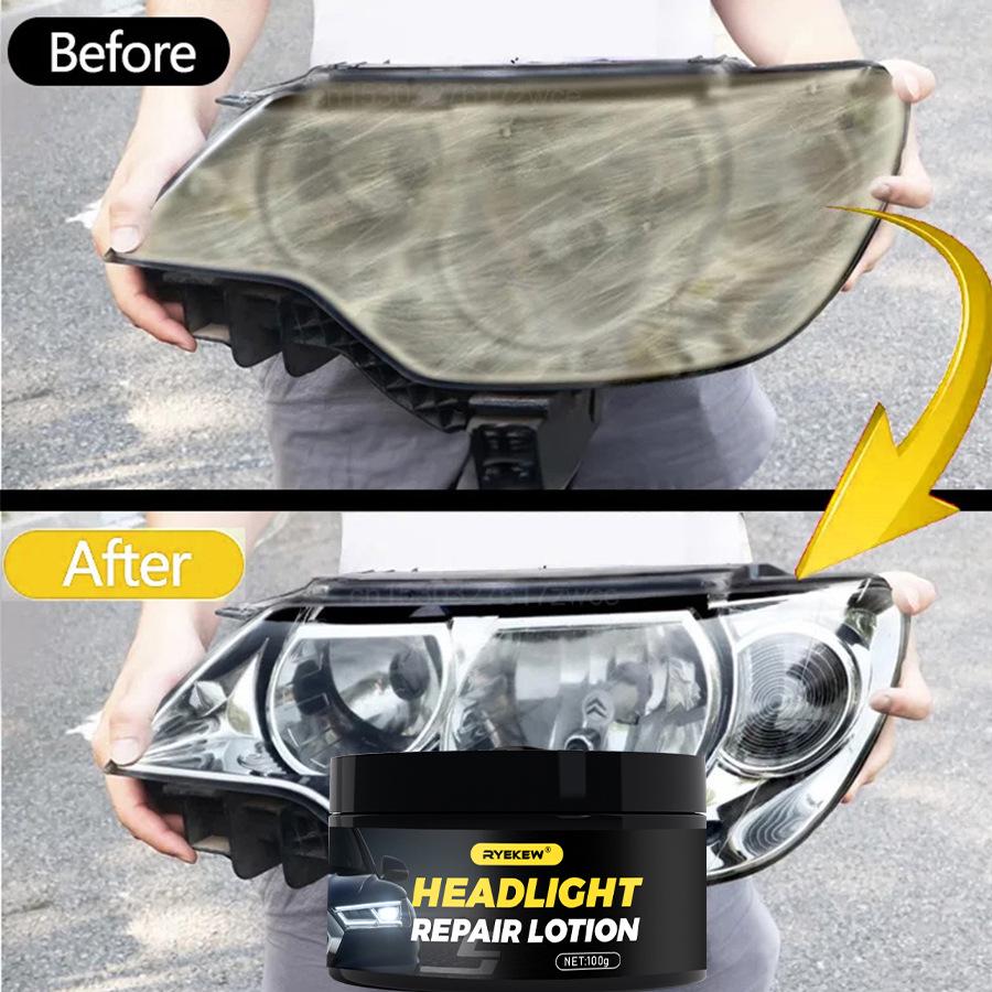 Ryekew Car Headlight Care Cream: Dust Removal, Brightening, Polishing, Yellowing Fix.