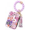Pu Leather Silicone Bead Bracelet Keychain Boho Style Leather Card Bag Keychain  Fashion Wear