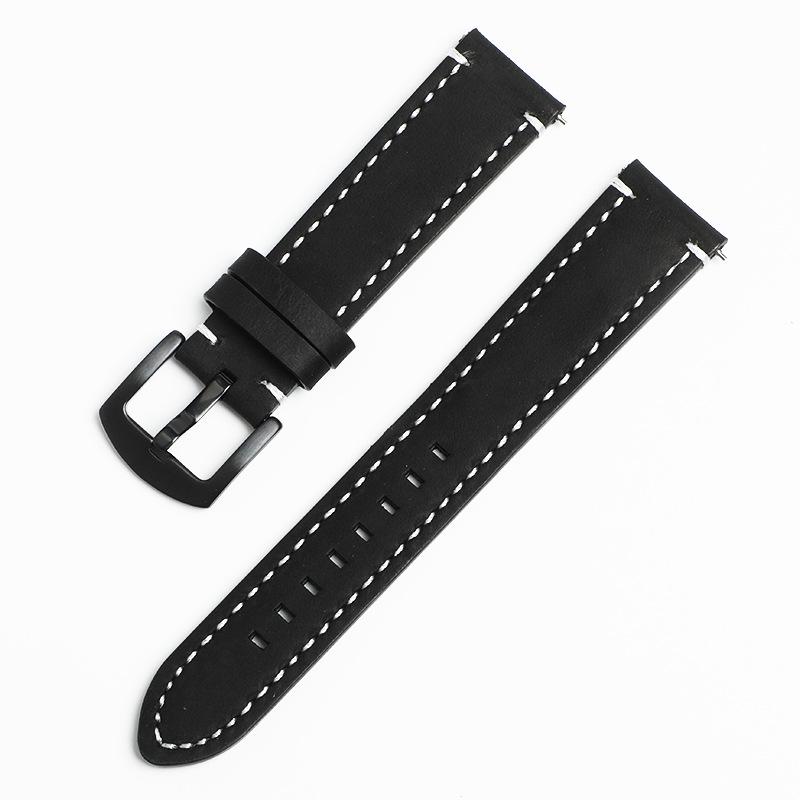 Retro Crazy Horse Leder Smartwatch-Armband, 18 mm 20 mm 22 mm, Echtes Rindsleder mit Schnellverschluss