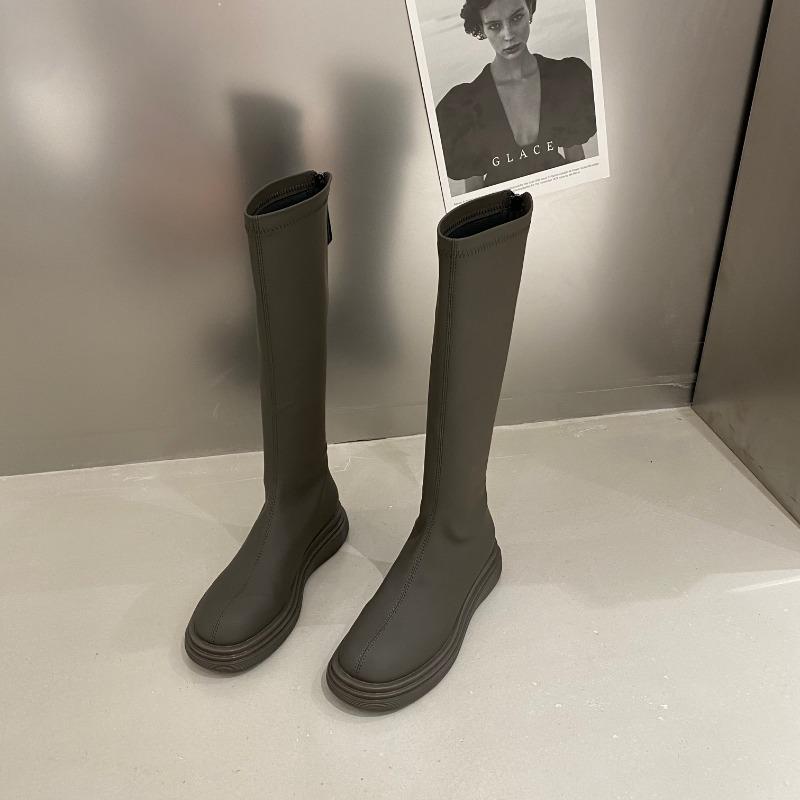 New Style Popular Fashionable Women's Rubber Boot Round Toe Shoes Sexy Thigh High Heels High Sexy Footwear Zipper Platform Boots