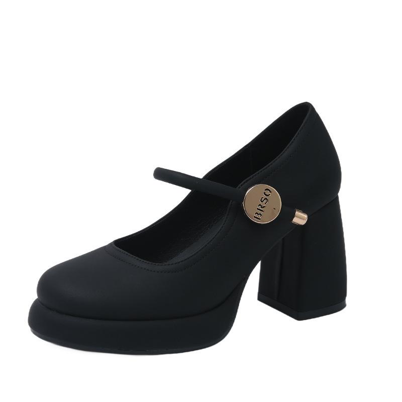 European and American evening breeze Mary Jane high heels women's versatile thick heel skirt spring 2025 new small leather shoes single shoes