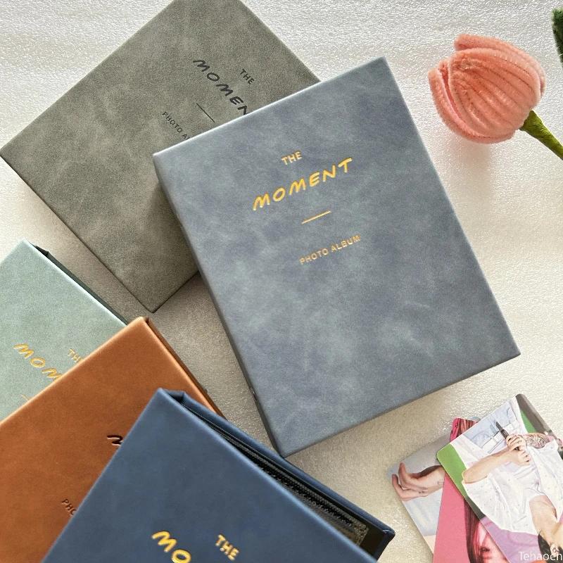 Mini Photo Album 64 Pockets 3-Inch PU Leather Cover Photo Book Commemorative Photo Insert Style Star Album Small Card Storage