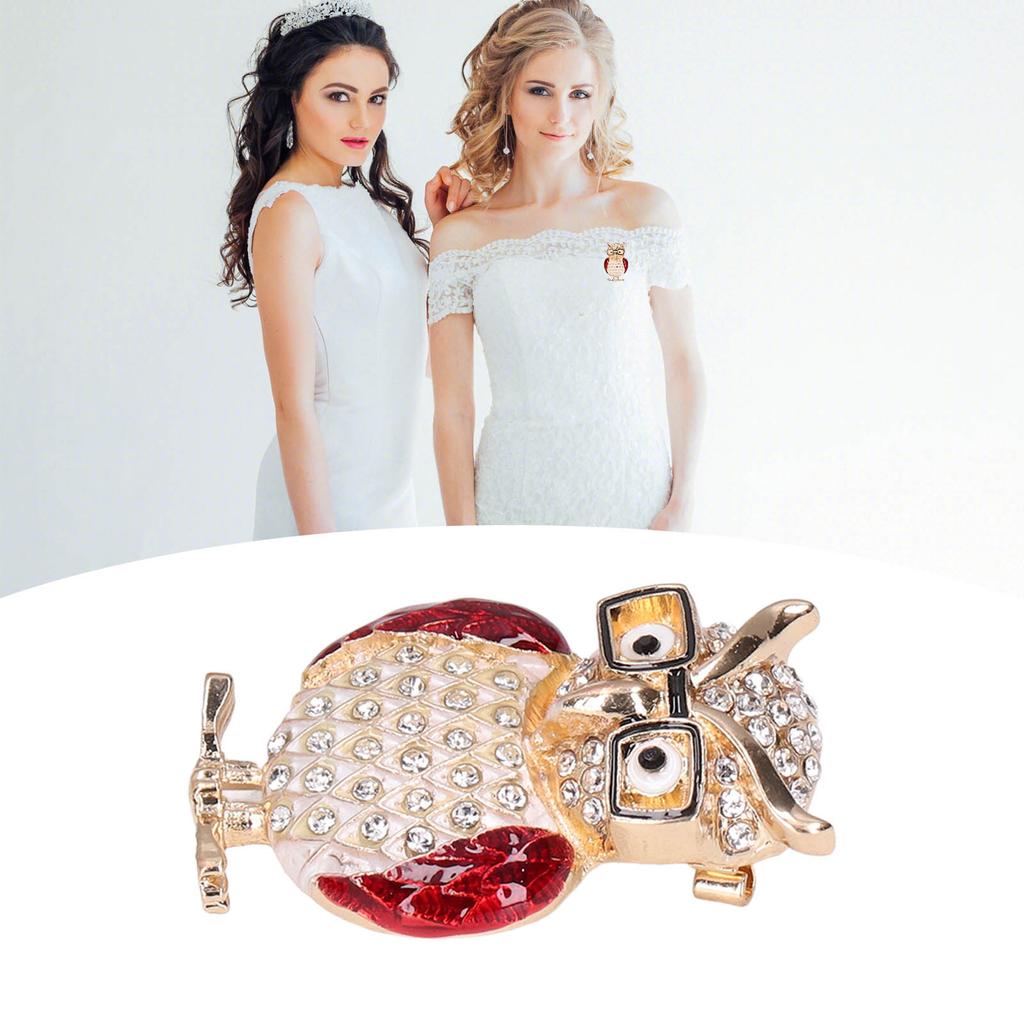 Spectacles Owl Brooch Alloy Rhinestone Cute Animal Brooch for Women Girls Festival Jewelry Gift