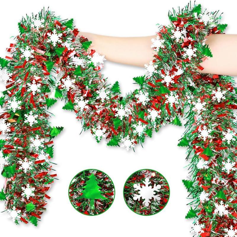 Christmas Tinsel Garlands Decoration Bar Tops Wreath Xmas Tree Ornaments Party Home Staircase Decor Pendant Prop