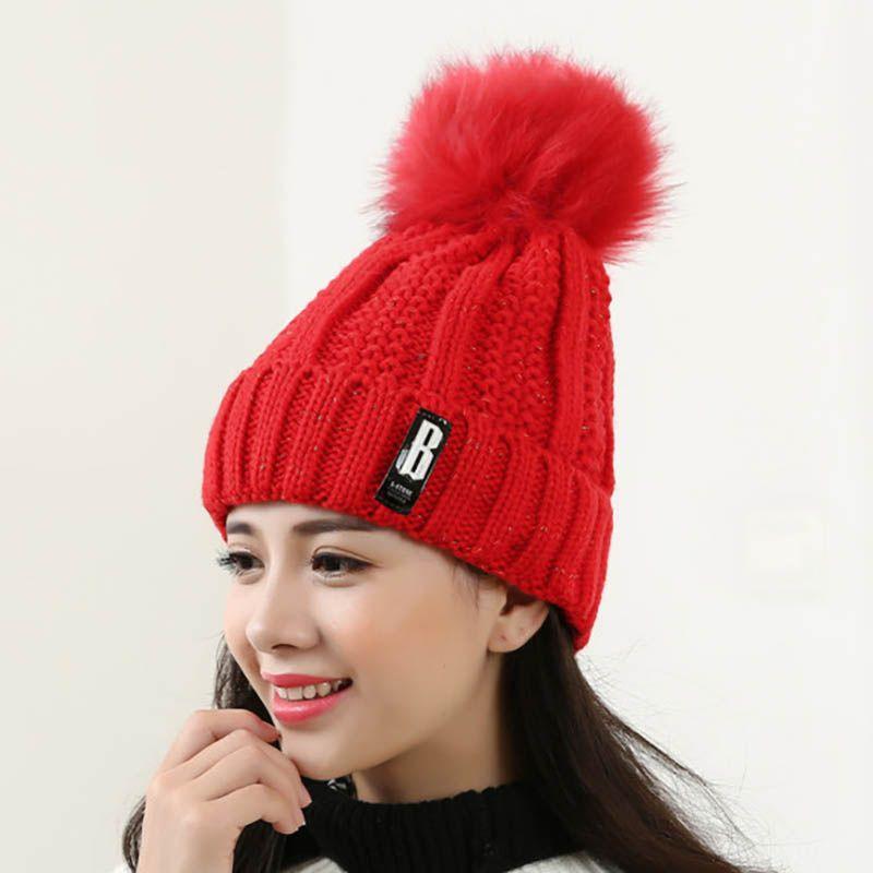 Luxurious Winter Fashion Knitted Hat Charm Women Adjustable Warm Woolen Hats For Cold Weather