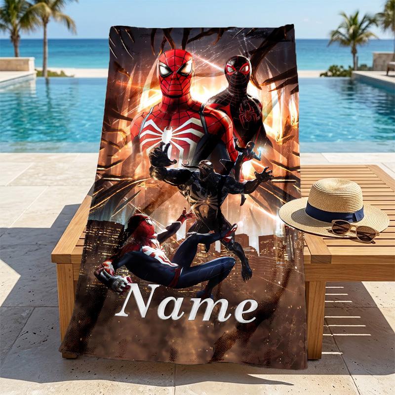 Custom Name S-Spide M-Man Flight Stylish Digital Printing Beach Towel Quick‑Drying Absorbent Blanket for Beach Pool Gym Travel