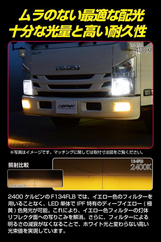 IPF F Series F134FLB LED Fog Lights for 2400K Compatible with 12V and Set of Vehicle Inspection Separate Driver Fanless and Noise Cars, H3/H3C,