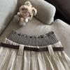 European & American Style Retro Knit Waistband Corduroy Pleated Short Skirt for Fall/Winter