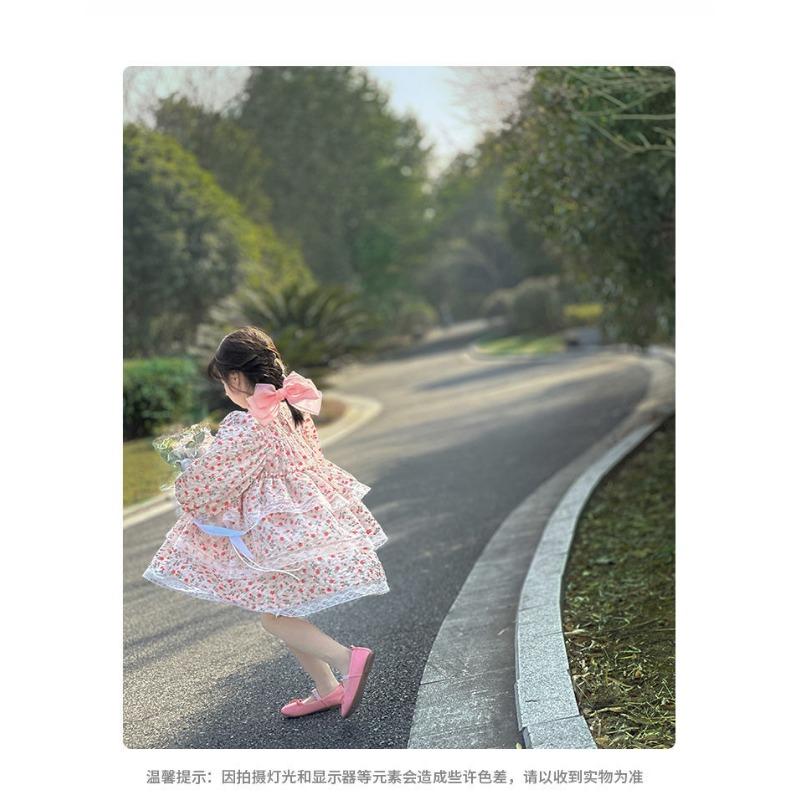 Kids Girls Long Sleeve Lolita Princess Puffy Casual Children Dress