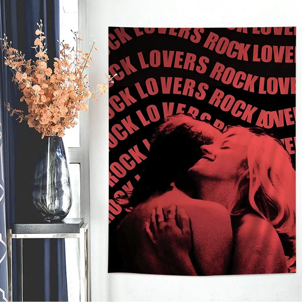 

VIKAMA Contemporary Art Tapestry Contrasting Colour Alphabet And Couple Motifs Bedroom Atmosphere Decorative Tapestry 74x94cm(29x37in)