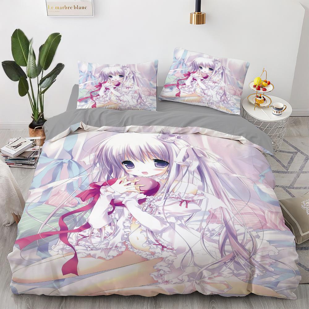 Anime Kawaii Bettwäsche Set Japan Anime Loli Bettbezug Set Kinder Schlafzimmer Cartoon 3D Gedruckt Quilt Abdeckung Schlafzimmer Geschenk