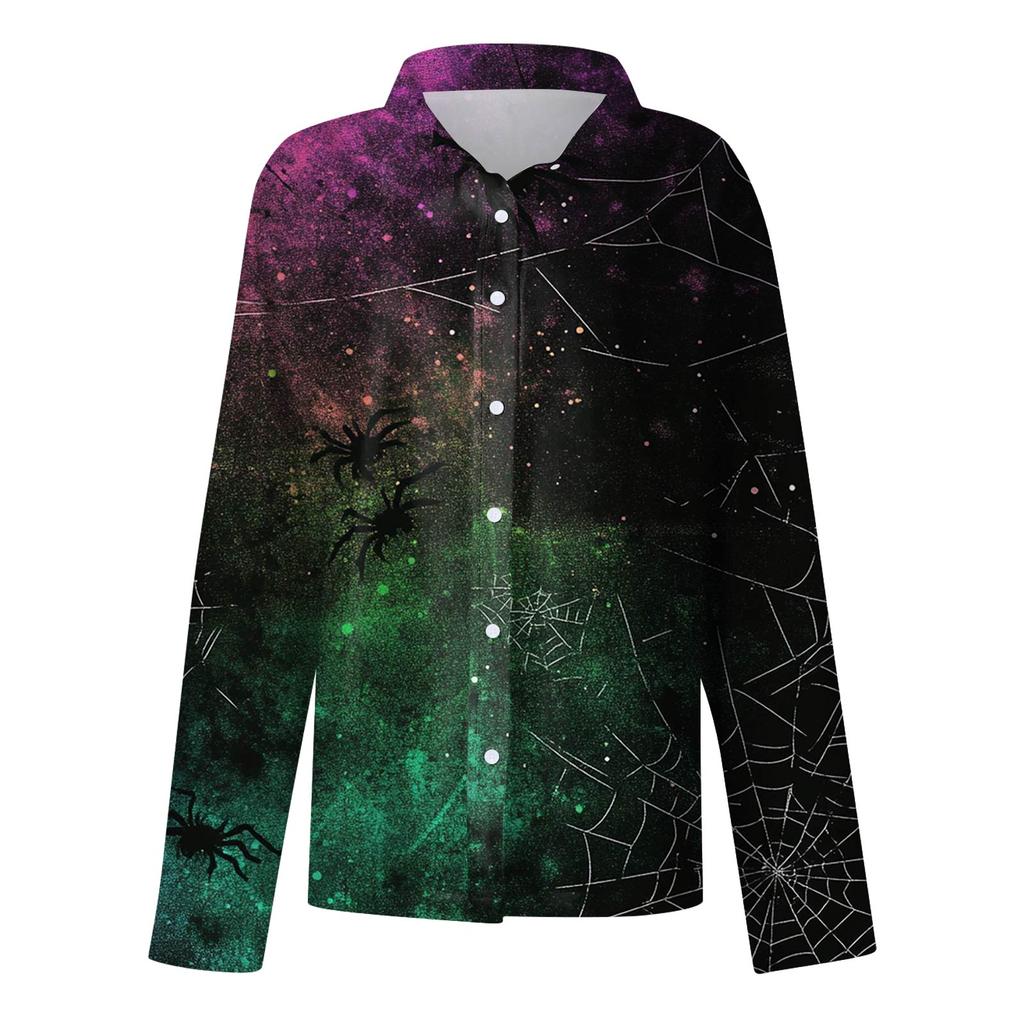 Dámská košile halenka s potiskem tlačítka s dlouhým rukávem ležérní základní košilový límec s běžným topem