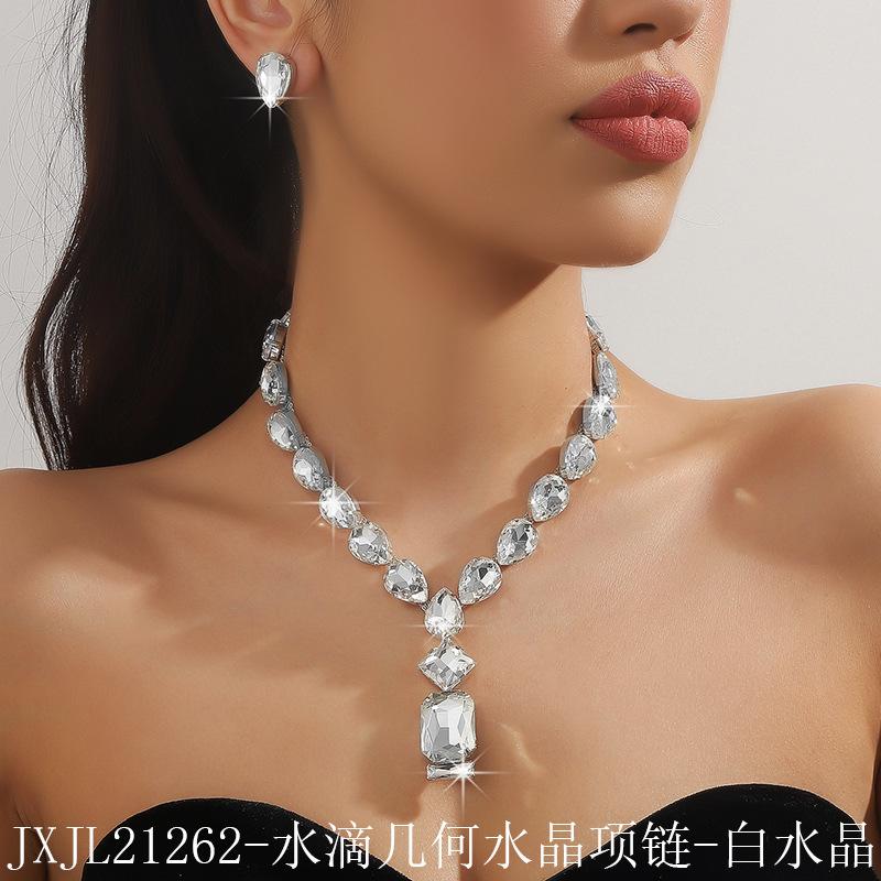 

Европейский и американский преувеличенный цвет капли геометрический большой кулон вечернее платье ожерелье