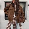 Jacket Trendy Fashion Wide-neck Loose Coat Autumn New Style Zipper Coat for Women
