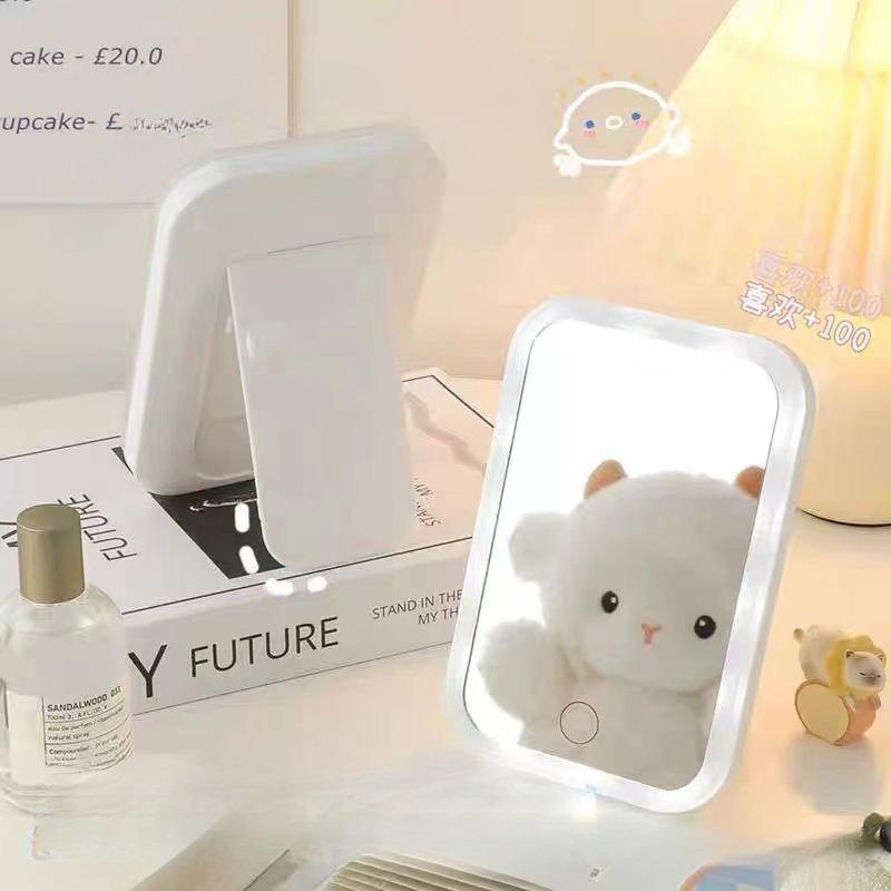 Mirror, Makeup Mirror, Led Light, Small Mirror for Student Dormitories, Desktop, Ins High Appearance Level, Large Desktop Light