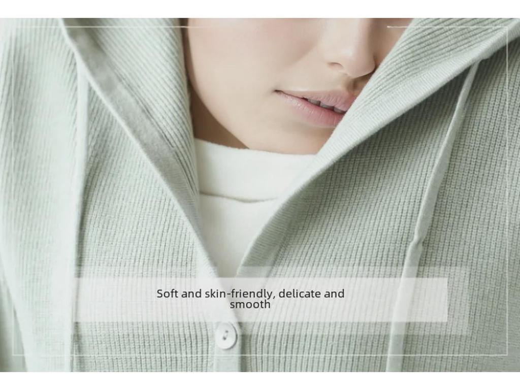 Cárdigan de punto con capucha para mujer - Corto y holgado para principios de primavera/otoño 2024