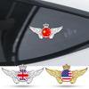 Hot Sale Gold/Silver Winged Crown National Flag Car Emblem, 3D Metal Decal for Germany/France/Italy/USA/UK/Canada/EU Flags